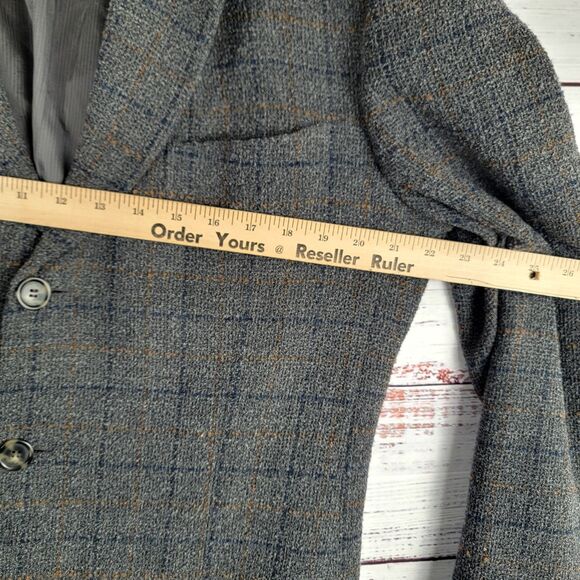 Ermenegildo Zegna Mens Size 44 L Blazer Switzerland Wool Windowpane Tweed VTG - Picture 5 of 16